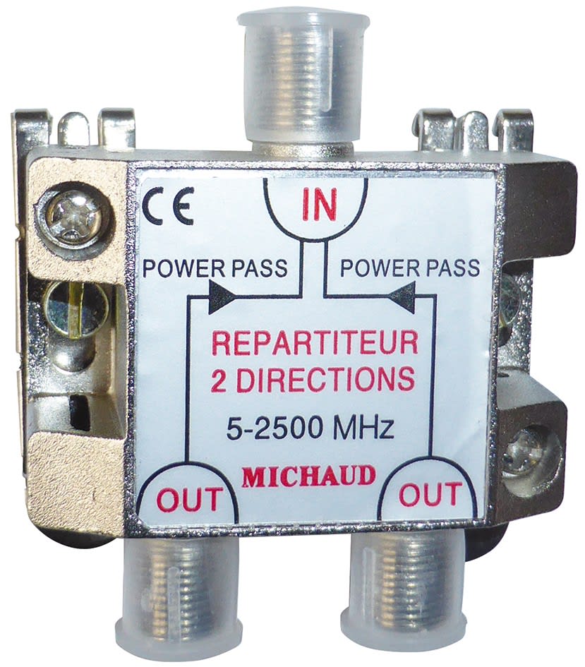 Michaud - Répartiteur TV comprenant 1 entrée et 2 sorties