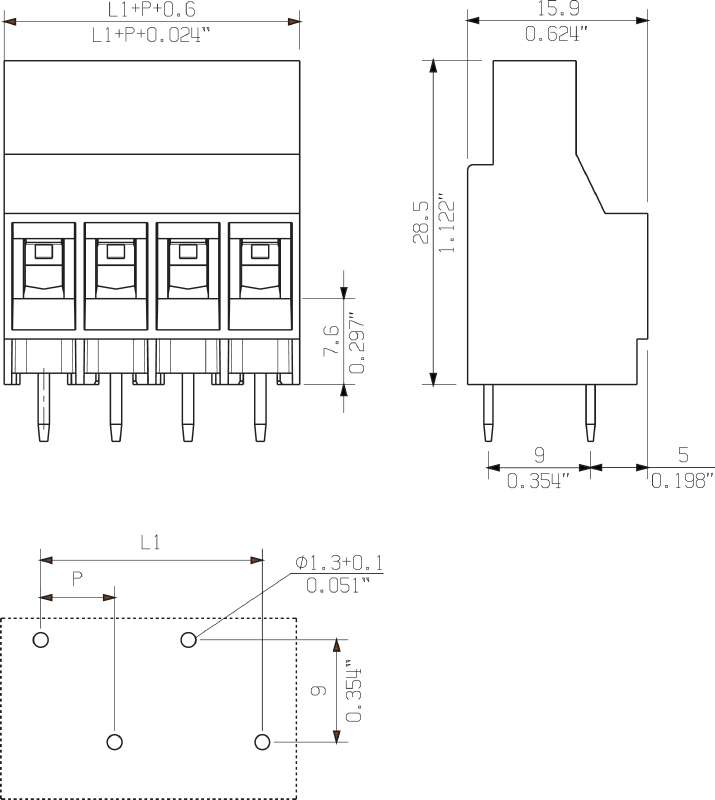 Weidmüller - Blocs de jonction de puissance pour CI pas 6mm ou >