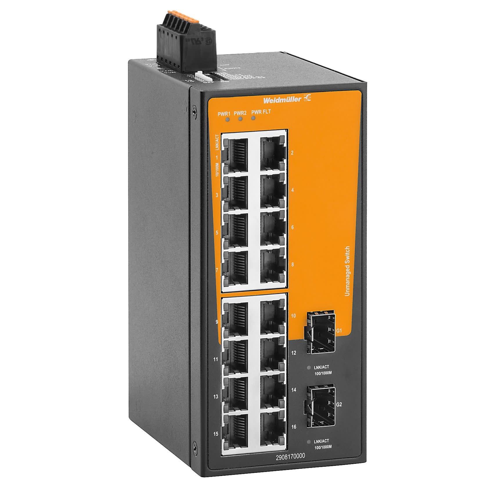 Weidmüller - Switch FE/GE non administrable, BasicLine B, PROFINET Classe A, 16xRJ45, 2xSFP