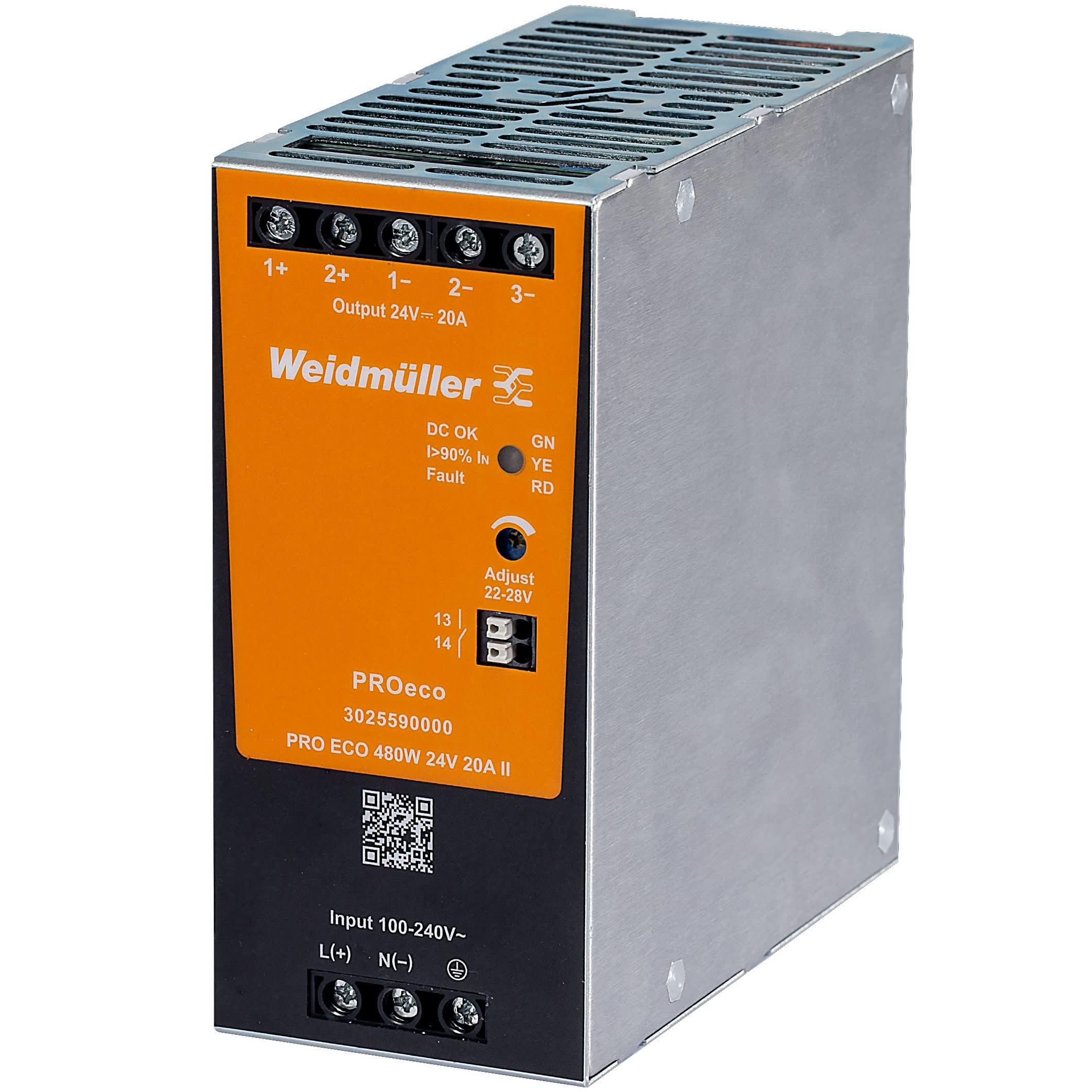 Weidmüller - Alimentations monophasée PRO ECO II 480W 24V 20A