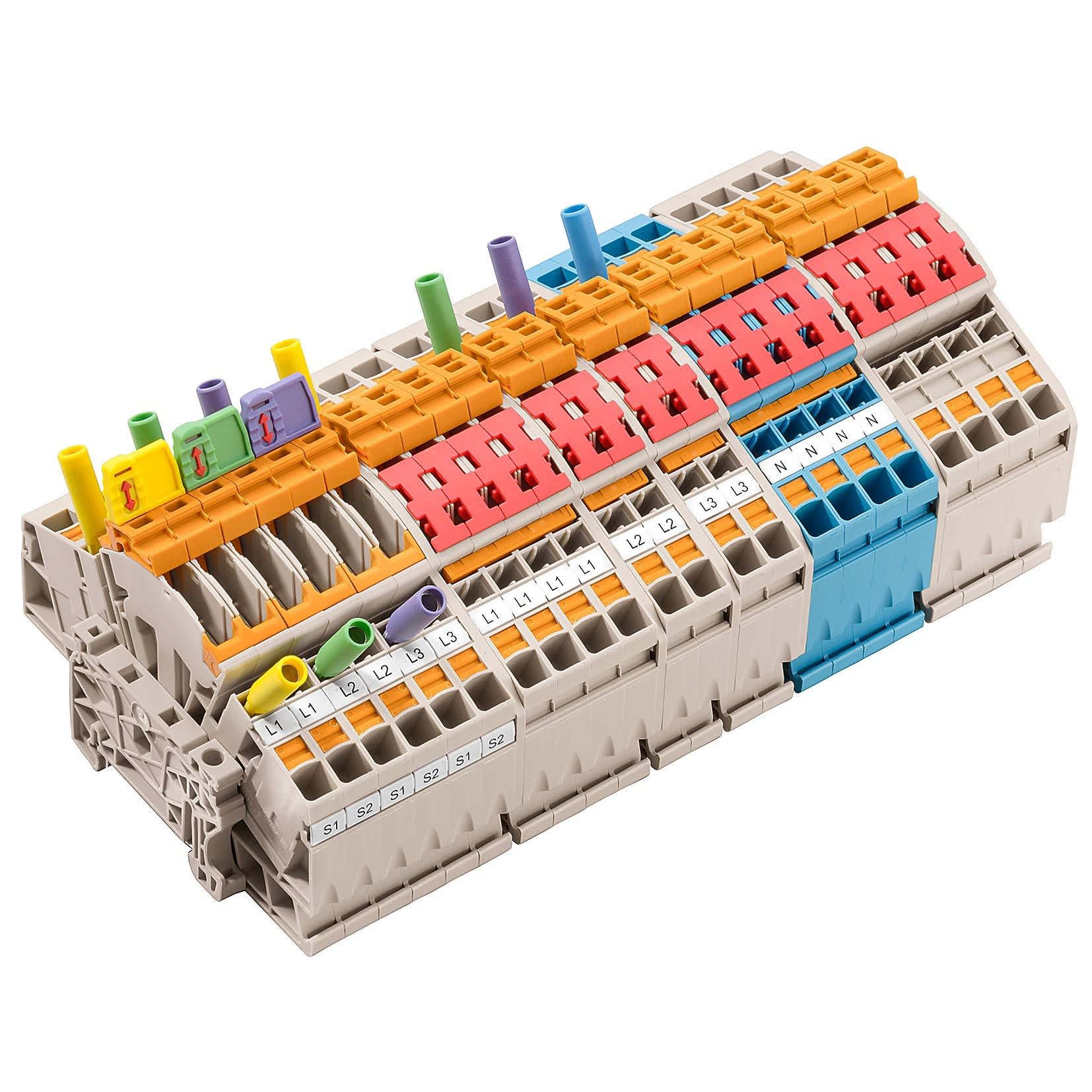 Weidmüller - Bloc de jonction de test sectionnable, PUSH IN, beige, 6 mm², 30 A, Nombre de ra