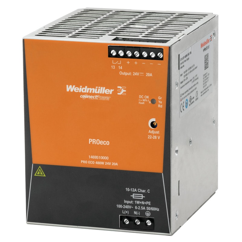 Weidmüller - Alimentation monophasée PRO ECO 480W 48V 10A
