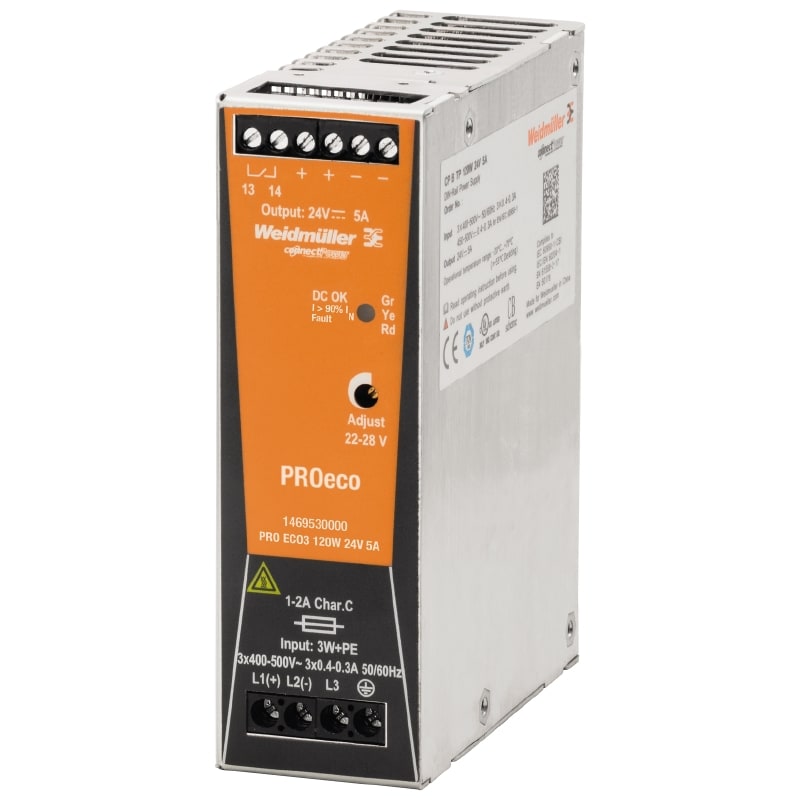 Weidmüller - Alimentation triphasée, PRO ECO3 120W 24V 5A