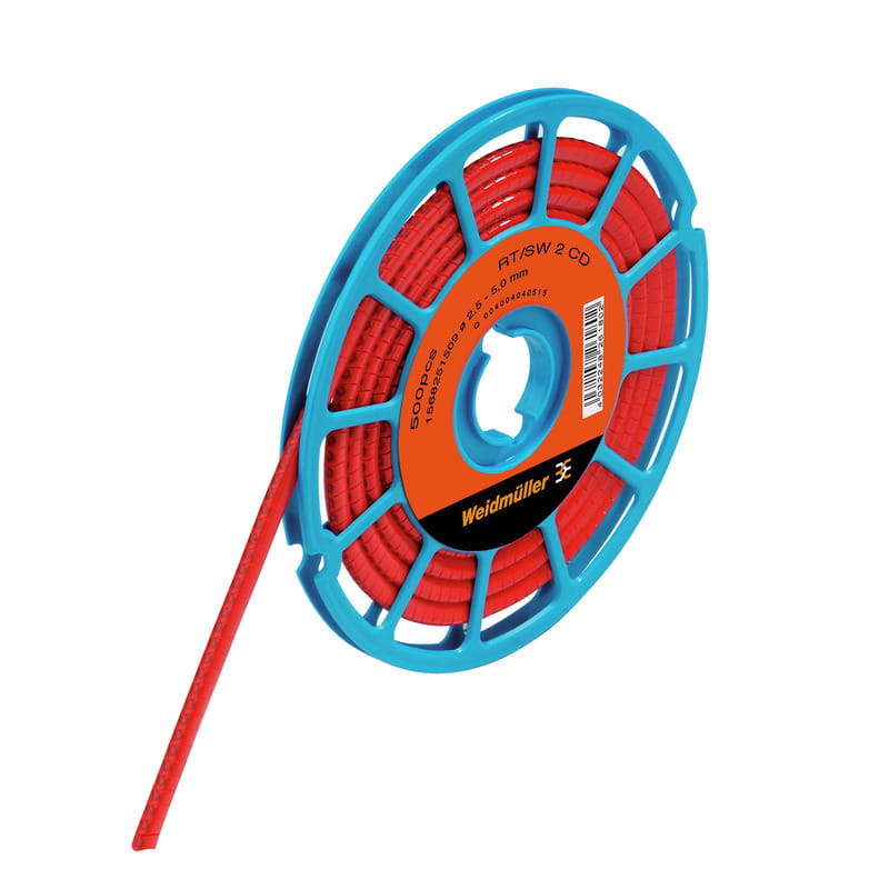 Weidmüller - Système de codage des câbles, Rouge, Diamètre extérieur du conducteur:2.5 - 5 mm