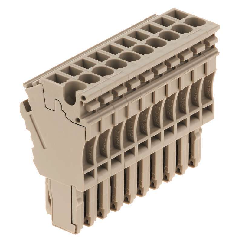 Weidmüller - Fiche pour bornes à ressort, Beige foncé, 2.5 mm², 24 A, 500 V, 10 pôles