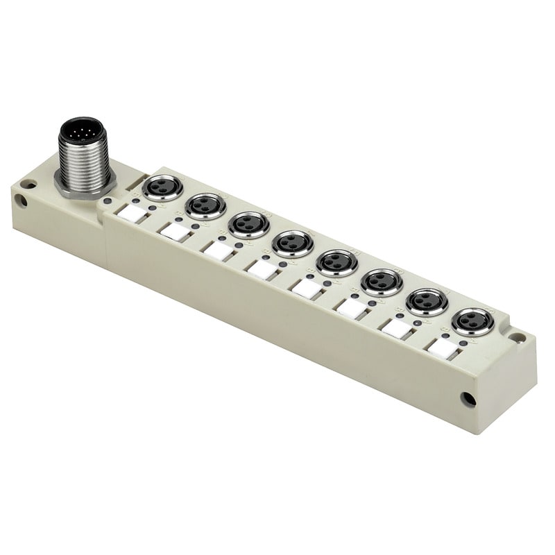 Weidmüller - Répartiteur capteur/actionneur avec sortie M12, Codage A, 8 Connecteurs M8 3 Pôl