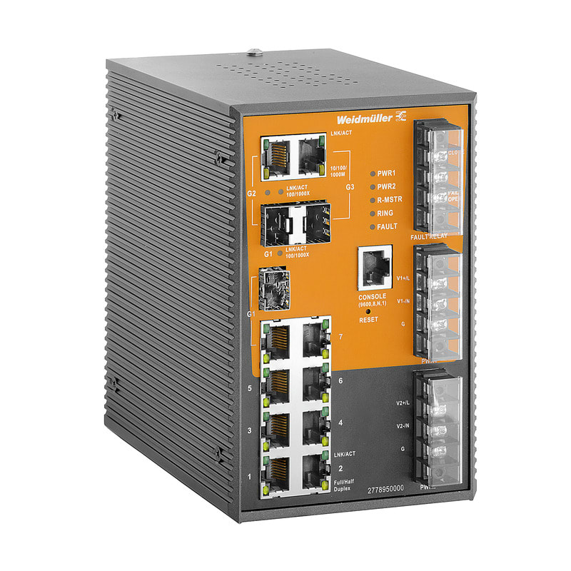 Weidmüller - Switch FE/GE  administrable, SubstationLine, 7xRJ45, 3xCombo, HV