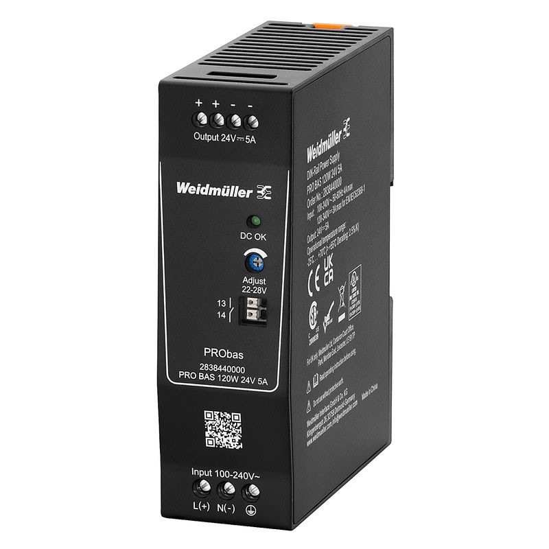 Weidmüller - Alimentation à découpage PRO BAS 120W 24V 5A, montage sur Rail DIN