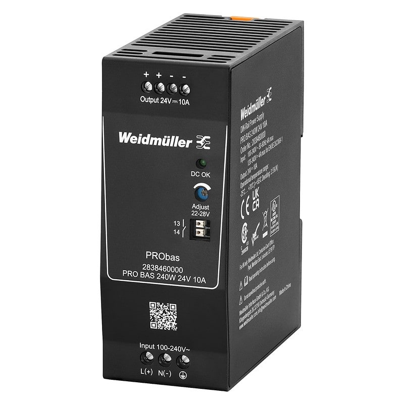 Weidmüller - Alimentation à découpage PRO BAS 240W 24V 10A, montage sur Rail DIN