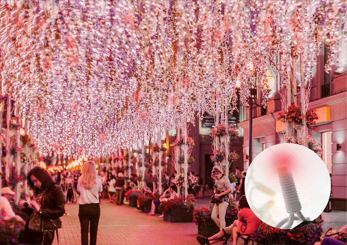 Blachere - Guirlande SPARK LIGHT®led+ -230V-20m 160 led rouge-fixe-câble caoutchouc noir