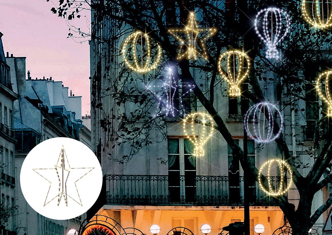 Blachere - Microlight+ Suspension ÉTOILE ø60cm- 88 led blanc chaud- câble PVC blanc