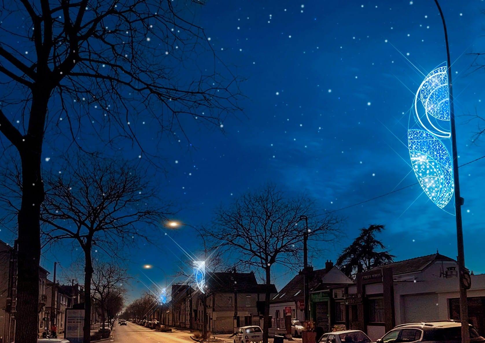 Blachere - Décor JUPITER POTEAU LIGNE BLEU RECYPRINT LED