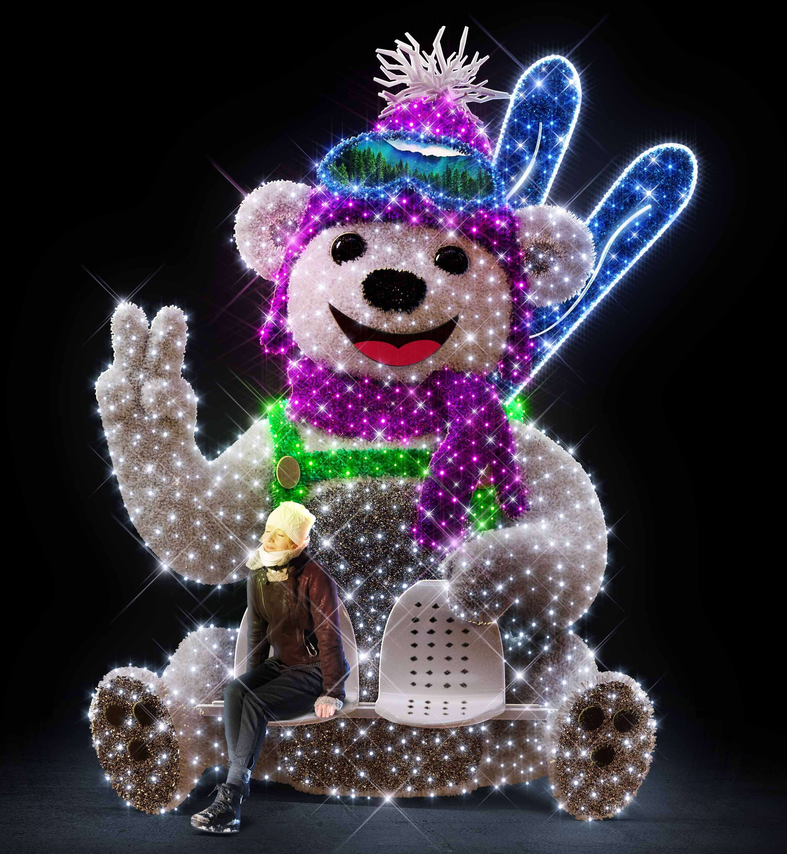 Blachere - Décor NOAH OURS SKI BLANC PUR LED 3D