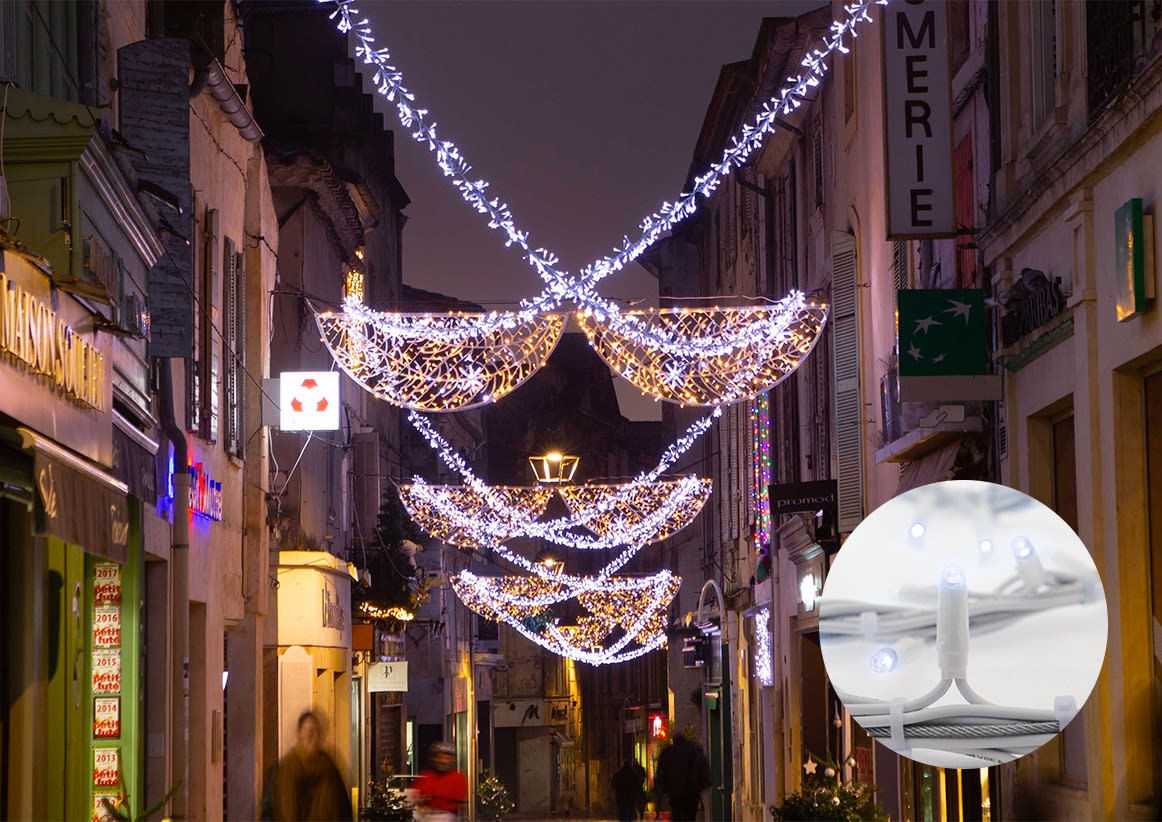 Blachere - Guirlande LED Blc&Flash-6m-câble blanc 300 led blanc pur + 60 flash blanc pur