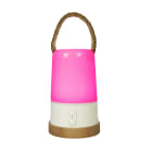 Blachere - Lampe RGB dia.11,6 H:18.5cm-9 LED blanc chd + 6 RGB  poignée chanvre base bambou
