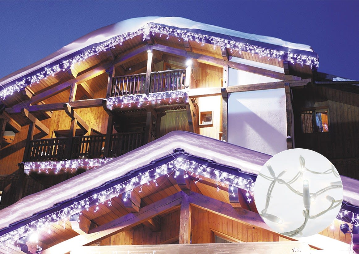 Blachere - 90 led blanc pur + 30 flash led blanc pur-fixe-câble caoutchouc blanc