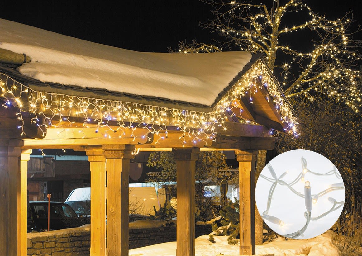 Blachere - 90 led blanc chaud + 30 flash led blanc pur-câble caoutchouc blanc