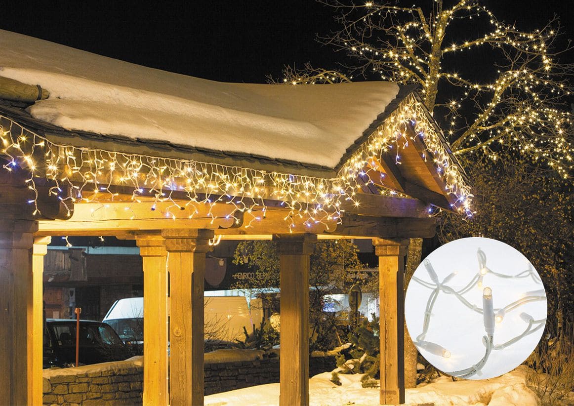 Blachere - 90 led blanc chaud + 30 flash led blanc pur-câble caoutchouc blanc