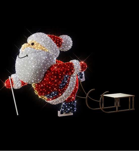 Blachere - Décor WIZZ SANTA PÈRE NOEL SKATING ROUGE LED 3D