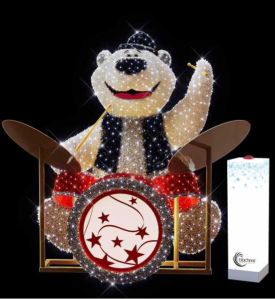 Blachere - Décor LOU OURS BATTEUR BLANC PUR LED ANIMEE