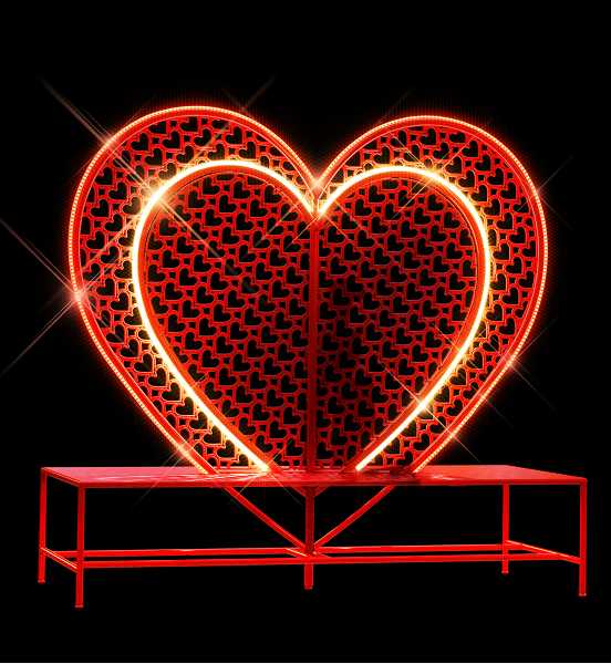 Blachere - Décor SELFIE LOVE C?UR BANC ROUGE LED 3D