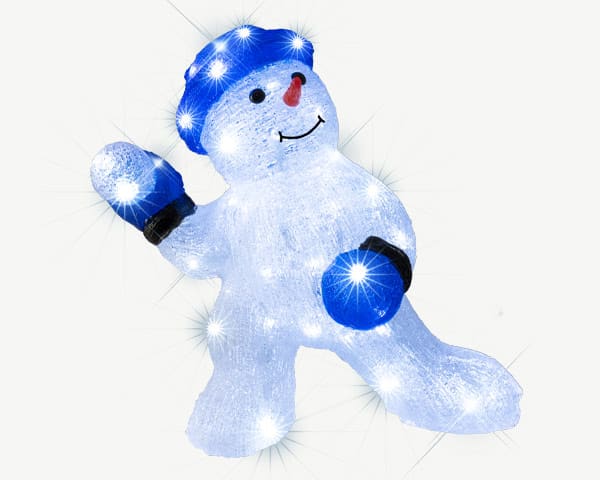 Blachere - Motif acryliq BONHOMME NEIGE BOULE NEIGE 4,5V - 48 LED blanc pur + 12 Flash