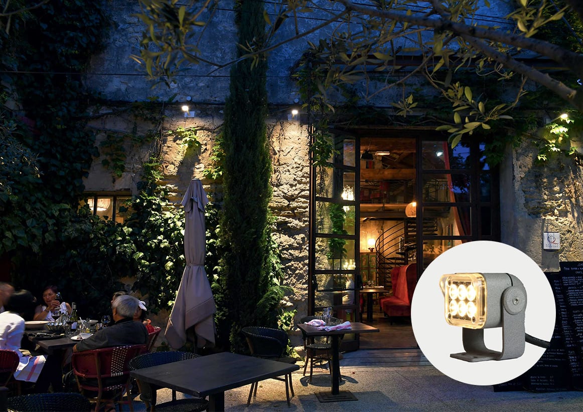 Blachere - Projecteur Mini- Blanc chaud-230V 6 led blanc chaud 2700K-cadre alim gris-