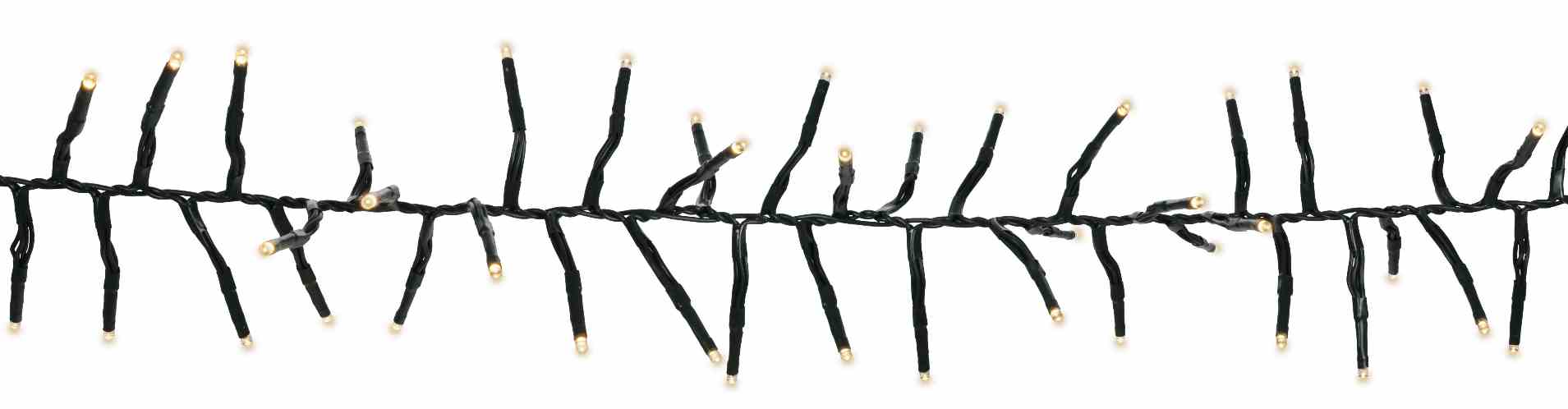 Blachere - Guirlande GRAPPE 800 LED Blanc chaud - 24V - L:9m - câble vert - 8 fonctions