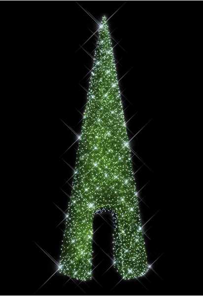 Blachere - Décor SAPIN CONIQUE PASSANT- H:12m - W+F Pré illuminé led blanc pur et flash-
