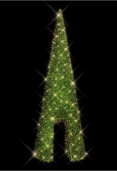 Blachere - Décor SAPIN CONIQUE PASSANT- H:12m -WW+F Pré illuminé led blanc chaud et flash