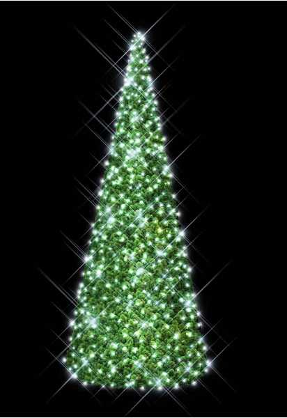 Blachere - Décor SAPIN CONIQUE VERT- H: 3m - W+F Pré illuminé led blanc pur et flash