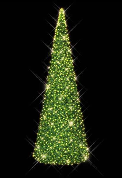 Blachere - Décor SAPIN CONIQUE VERT- H: 5m - WW+F Pré illuminé led blanc chaud et flash