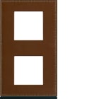 Hager - Plaque gallery 2 postes verticale 71mm matiere coffee leather