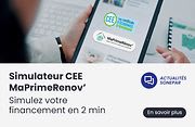 une main effectuant le simulateur CEE sur le site Sonepar sur une tablette