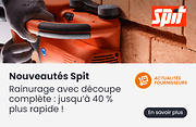 Nouveauté Spit : image d'une rainureuse découpant un mur en brique offrant une découpe jusqu’à 40 % plus rapide